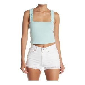 Abound RUFFLE STRAP CROP TOP IN GREEN YUCCA